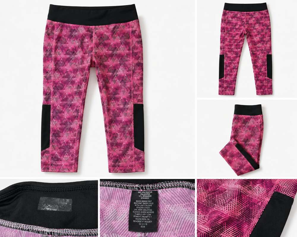 Girls’ Lucy Activewear Pink and Black Geometric Print Running Capri Leggings